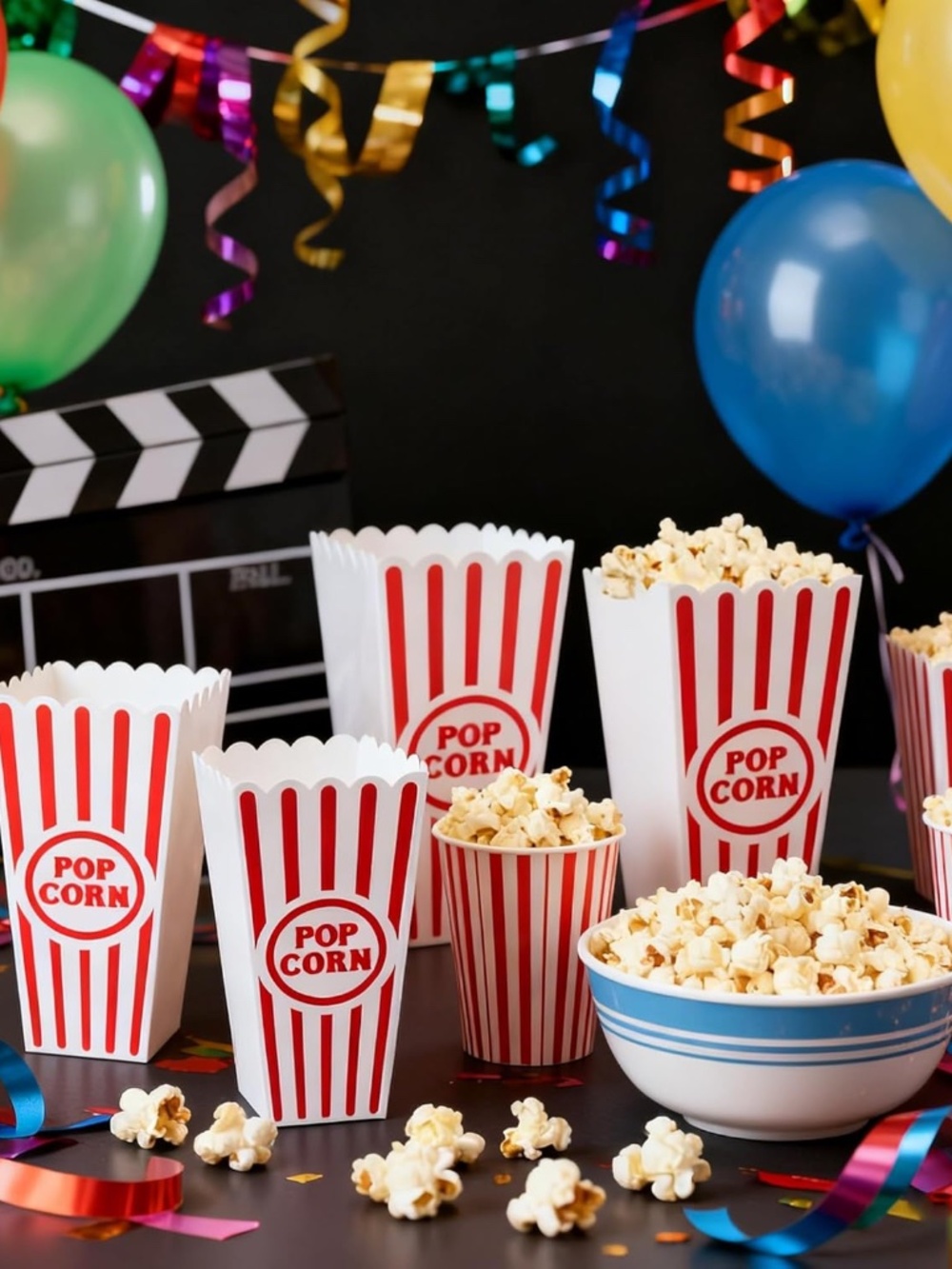 Novelty Place Plastic Red & White Striped Classic Popcorn Containers (16)